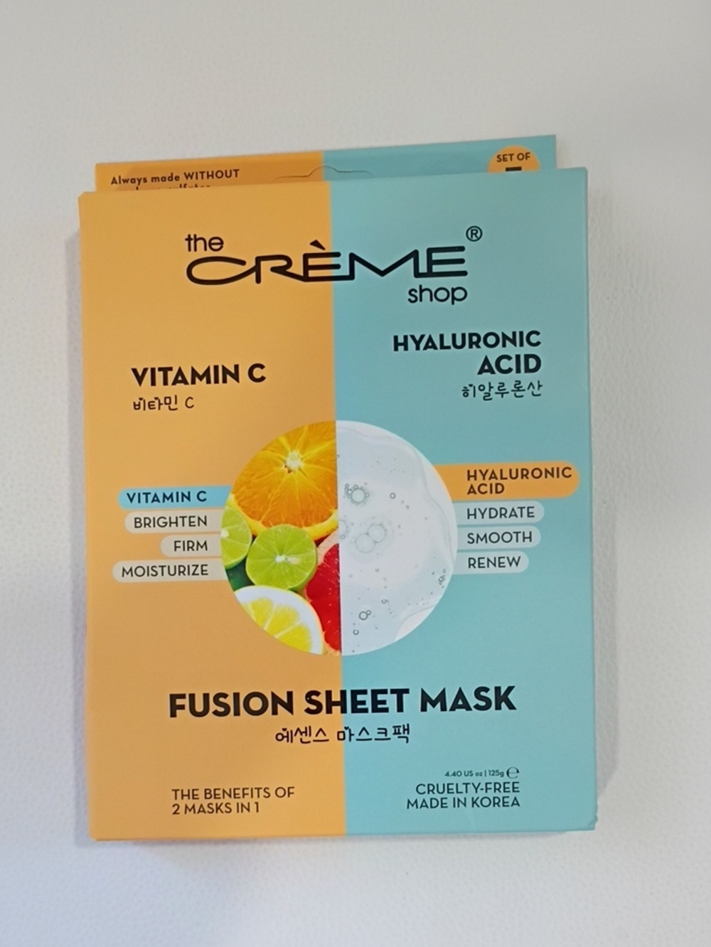 the CRÈME shop Fusion Sheet Mask - Vitamin C & Hyaluronic Acid (Set Of 5)
